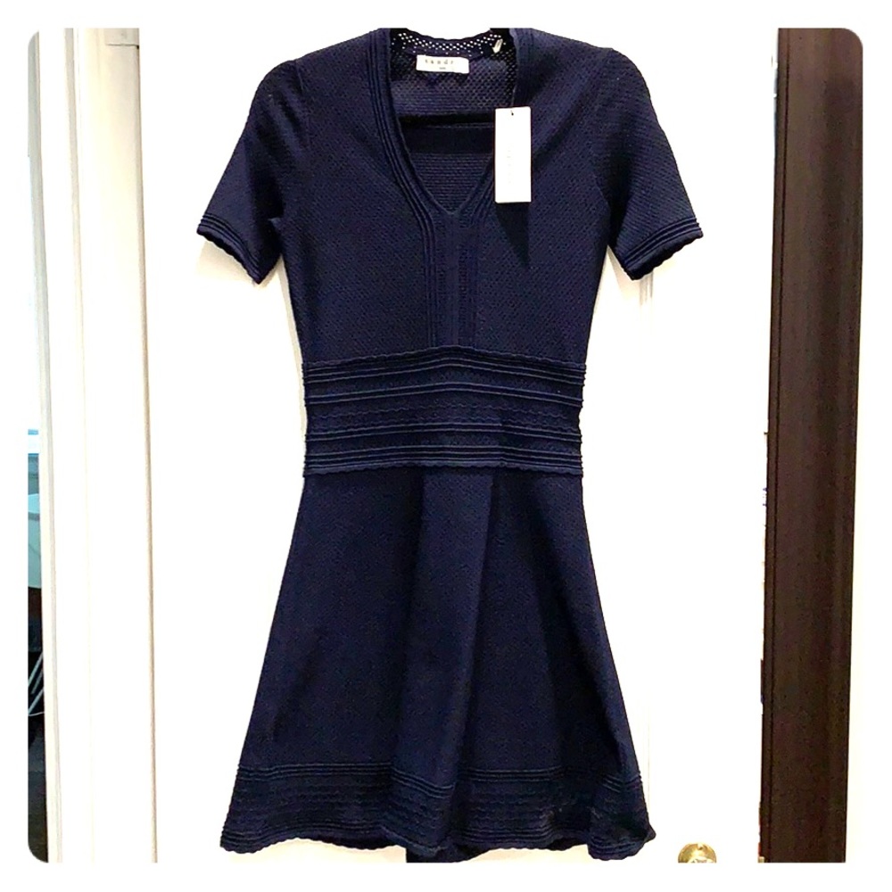 Sandro ‘Betsy’ fit/flare navy dress. European SZ 1